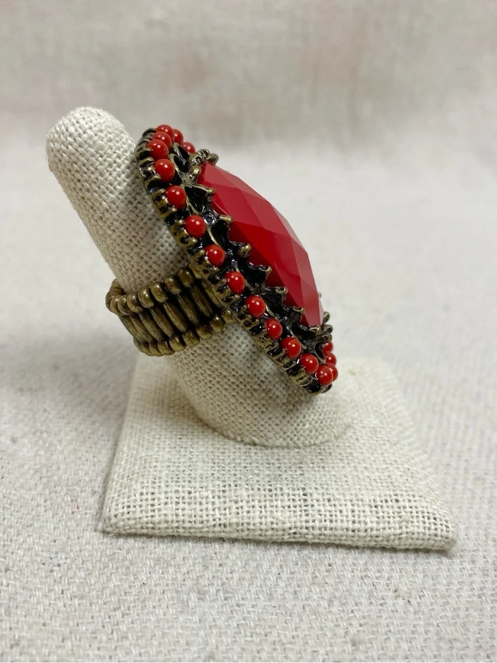 Bold Red Statement Cocktail Ring - stretch ring